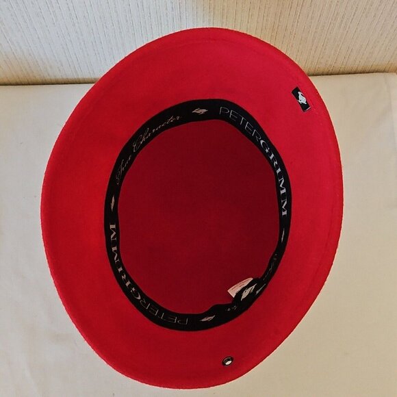 Peter Grimm Wool Cloche Hat Red Womens One Size Grosgrain Bow Wide Brim Hat Band - Picture 6 of 11